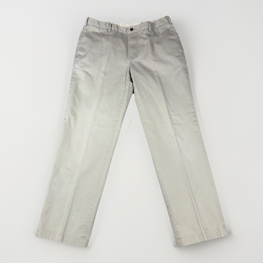 Brooks Brothers Advantage Chino Clark Mens 36x32 Khaki Flat Front Cotton Pants